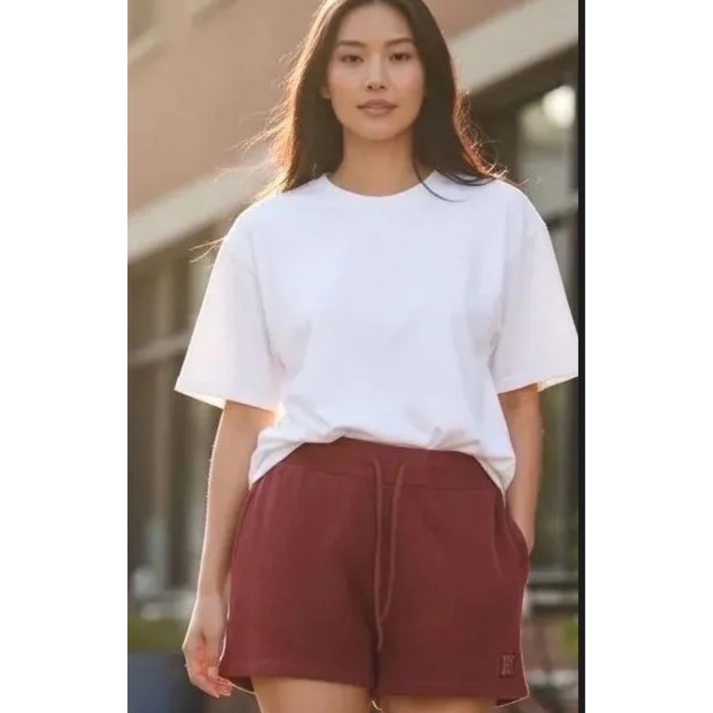 HTG Sweat Shorts Burgundy Red Drawstring Logo
